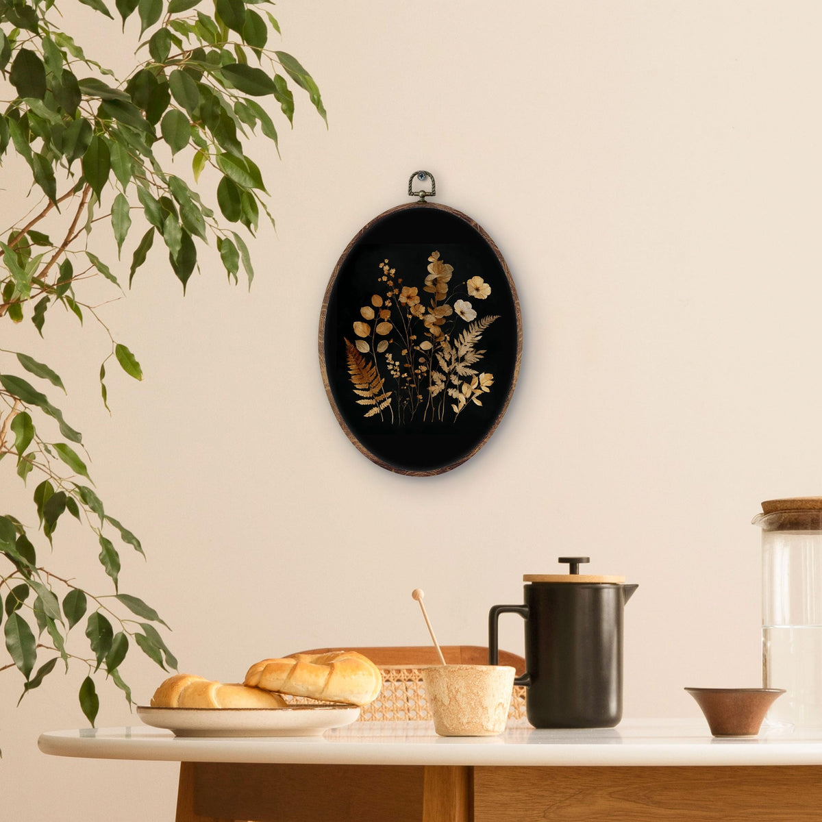 Moody Floral Botanical Oval Wall Art Decor (flower-3)