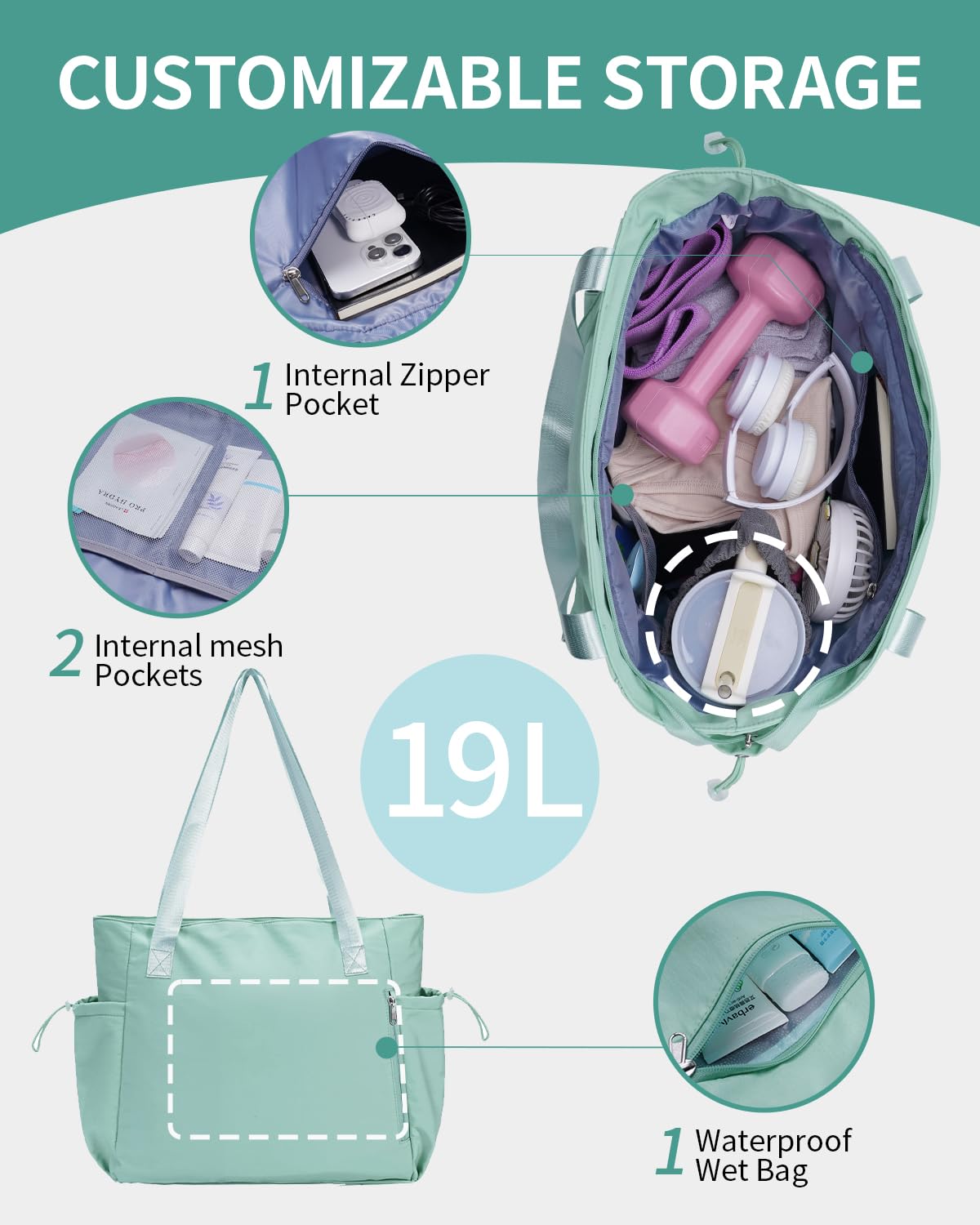Yoga Mat Bag Waterproof Tote Gym Bag Mat Carrier W (Mint Green)