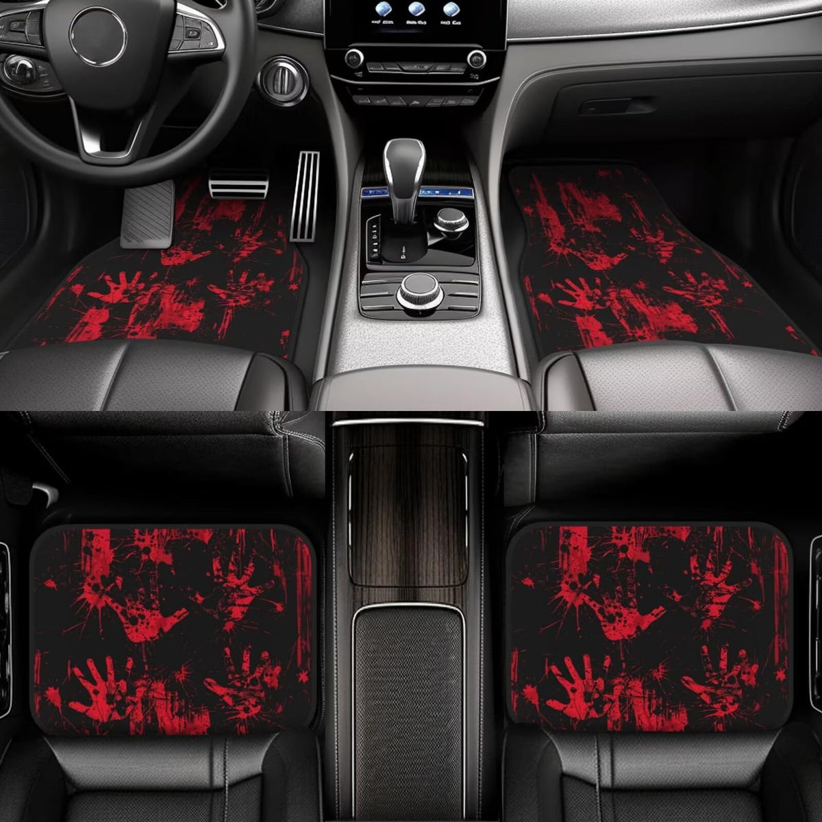 Car Floor Mats Full Set of 4 Pcs Horror Palm All (Palm)