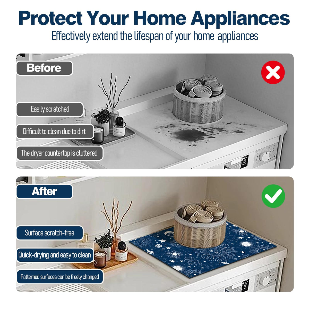 Dryer Top Protector Mat (blue goth)