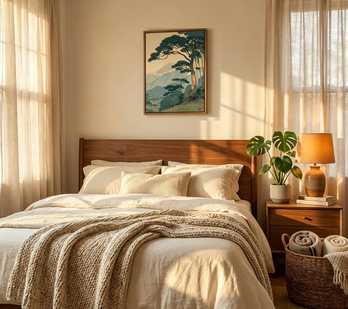 Floating Framed Vintage Japanese Forest Canvas Wall Art (Japanese Green Forest / 24L"x16W")
