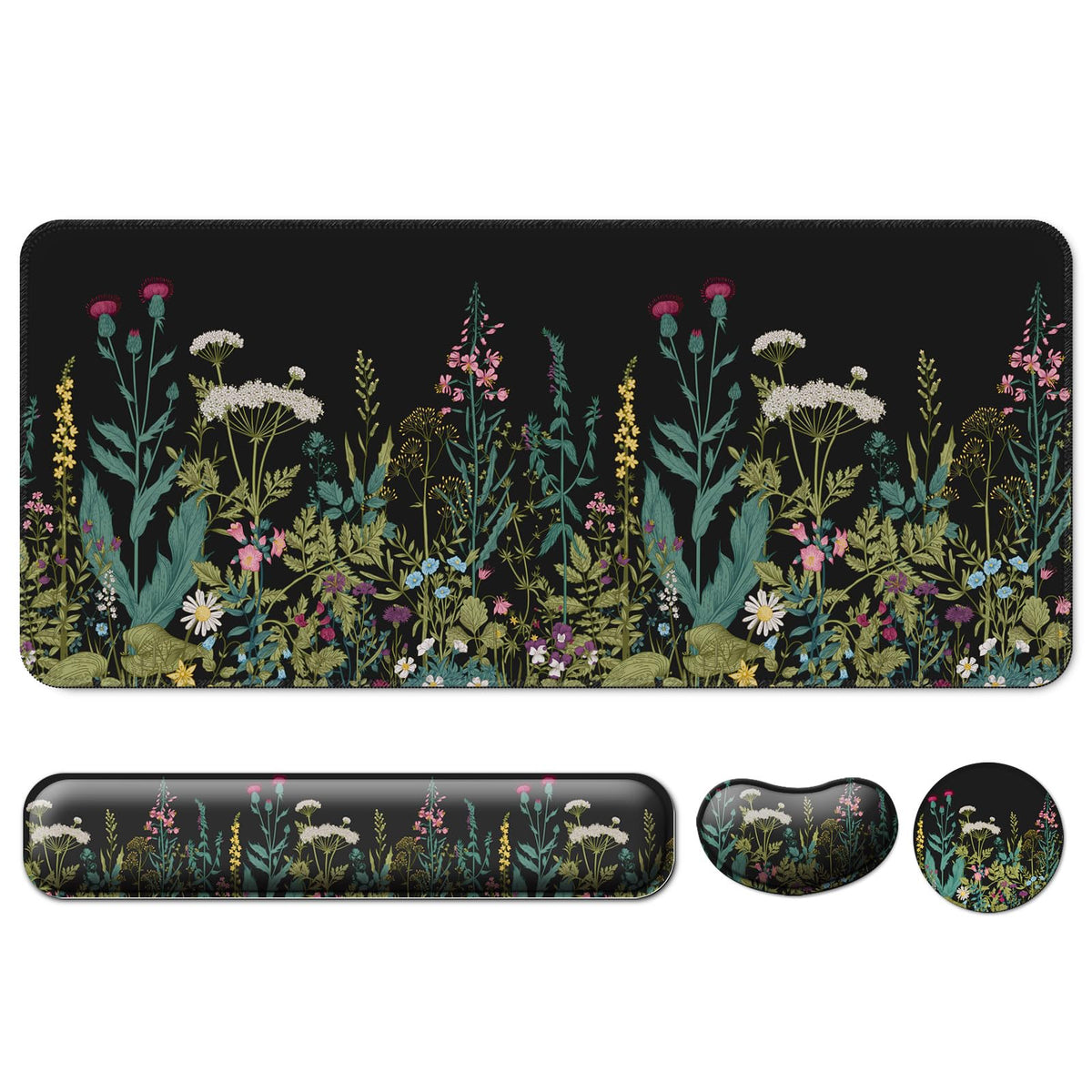 4 in 1 Mouse Pad and Keyboard Wrist Rest (D7- Little Flowers)