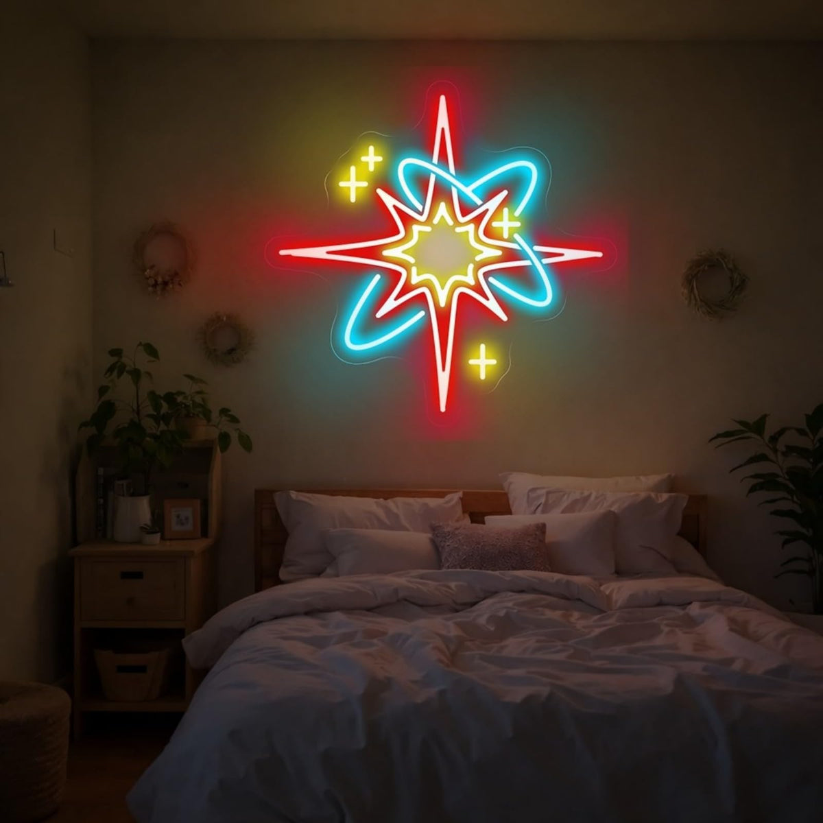 Red Starburst Neon Sign for Bedroom Music Room (Starburst-Red)