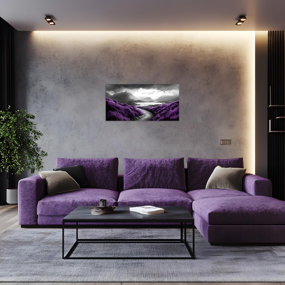 1 Panel Purple Picture for Bedroom Purple Flowers Landscape Paintings Canvas Wall Art Purple Pictures on Canvas Stretched and Framed for Home Decor Living Room Bedroom Wall Art 20x40 inch (40"L x 20"W / Purple Flower 11)