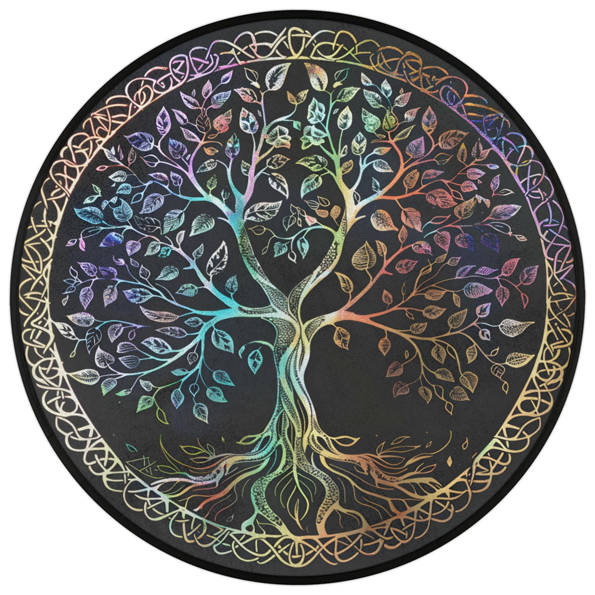 5 Ft Tree of Life Round Rug Circle Area Rugs Circular Door Mat for Indoor (A:a-7 / 5'5" (Round))