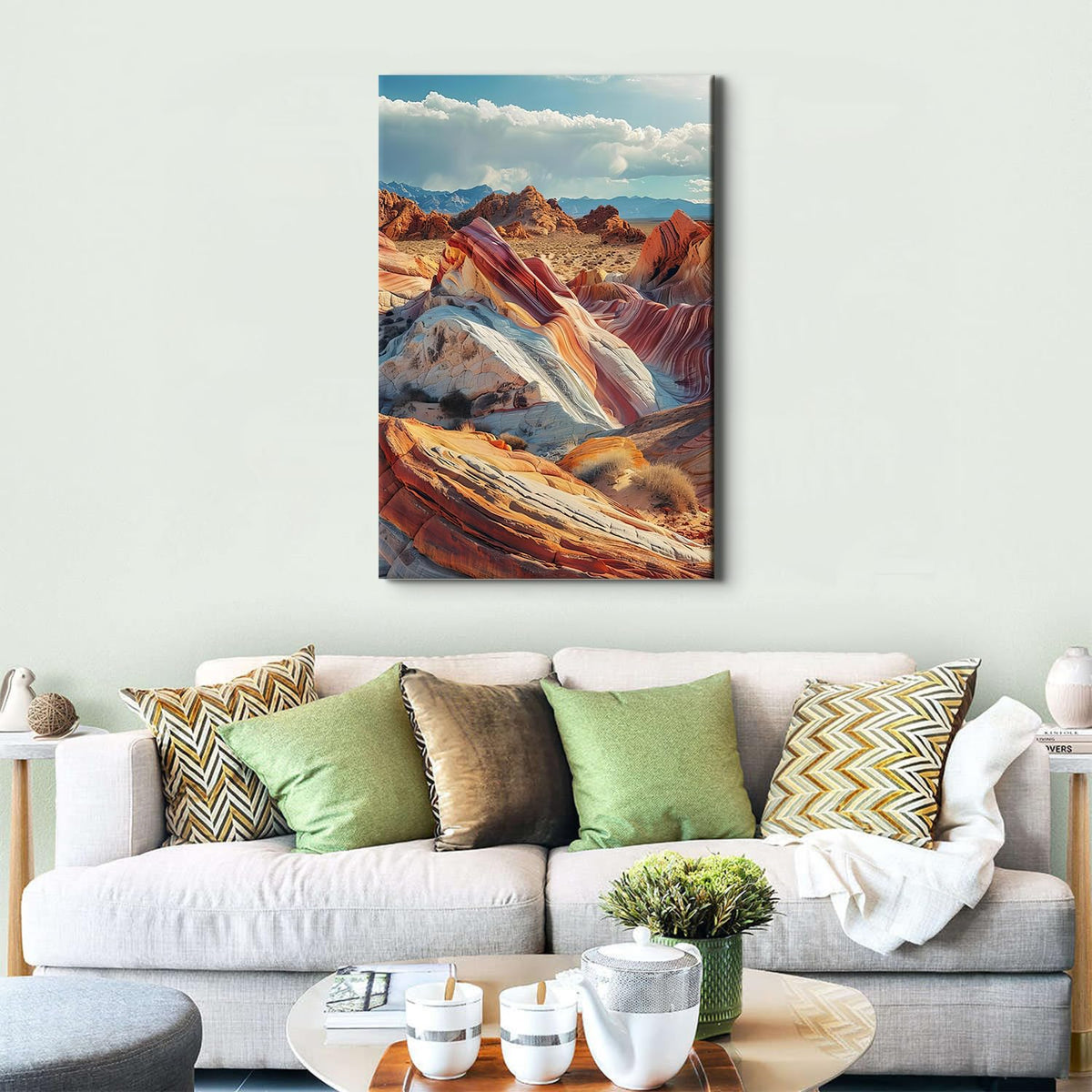 Vintage Valley of Fire State Park Nevada Nature Landscape Poster of the USA Printed on Canvas 24x36”Blue Sky Background Modern Landscape for Bedroom Office Bathroom Poster Painting Wall Decor Art Gift (24"L x 36"W / FSPFJ11)