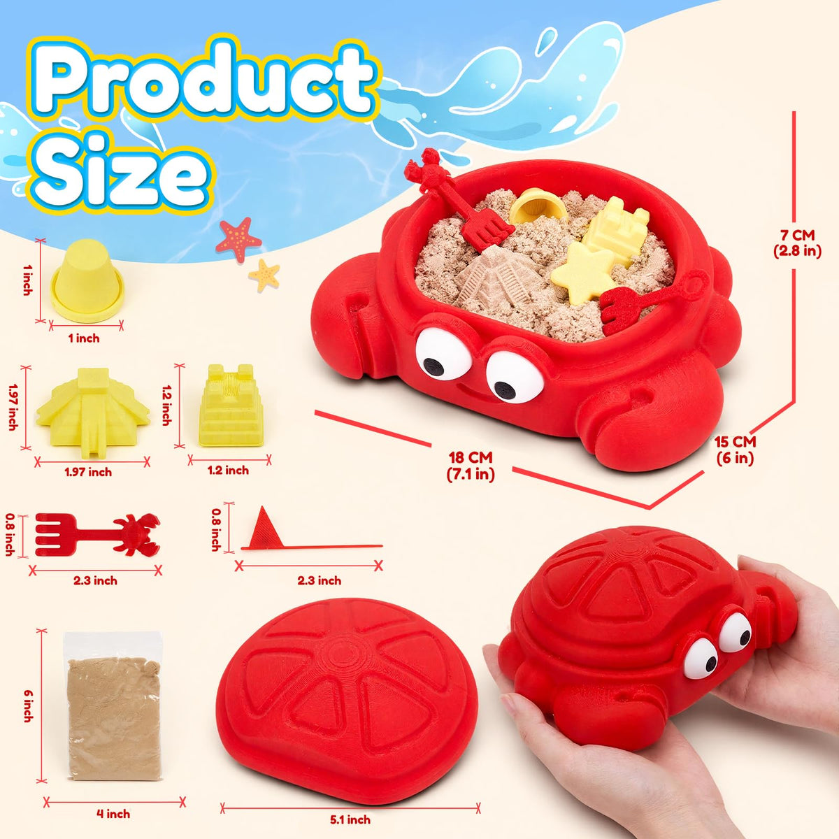 7.1 in Desktop Crab Sandbox with Lid (Crab)