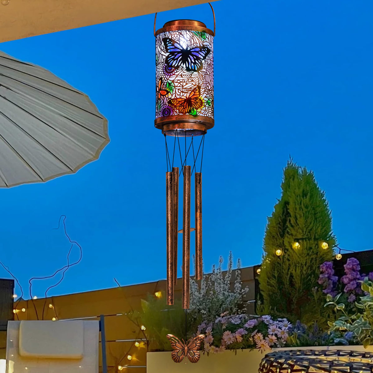 Butterfly Solar Wind Chimes for Outside