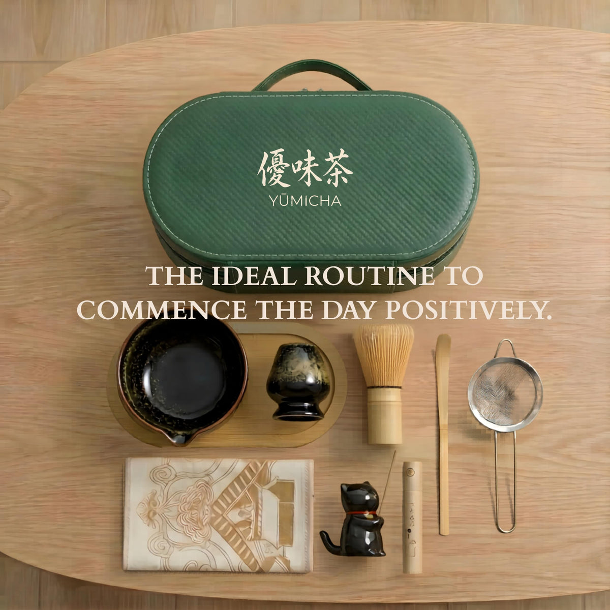 YŪMICHA Matcha Whisk Set (Green/Black)