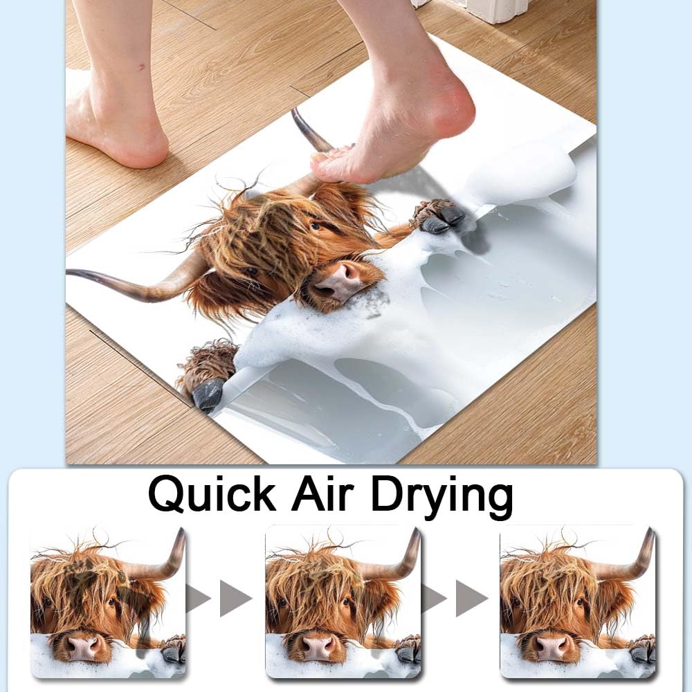 Bath Mat Bathroom Rug (Bath, Highland Cattle- / 17 x 27.5 inches)
