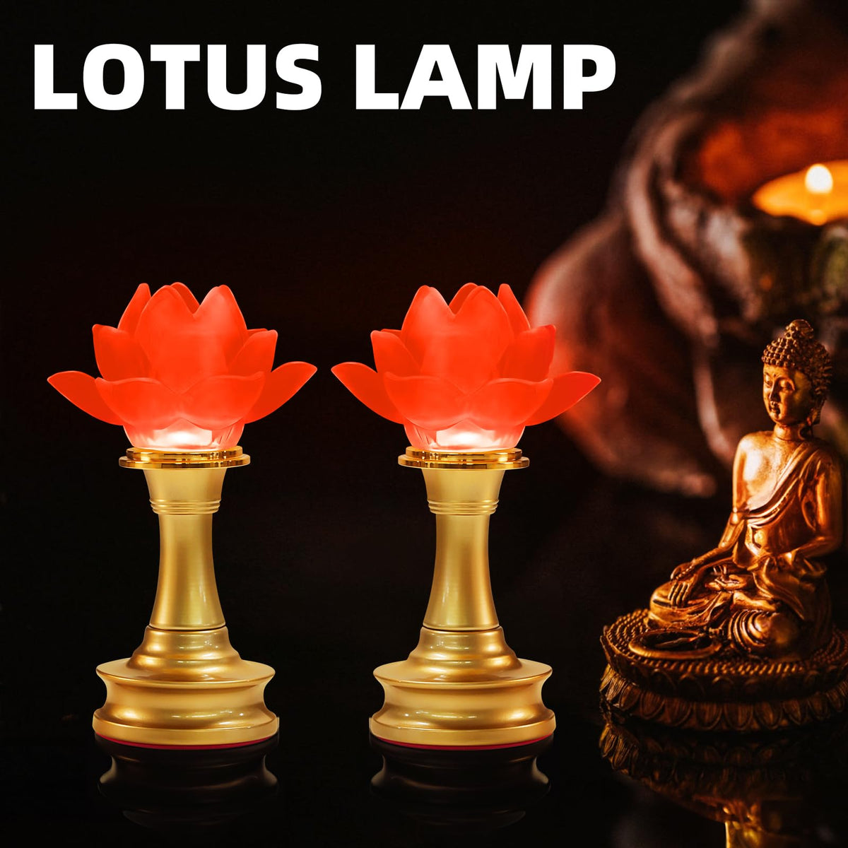 Lotus Flower Lamp 7 Color LED Buddhist Meditation Supplies (Z1-6.5inch)