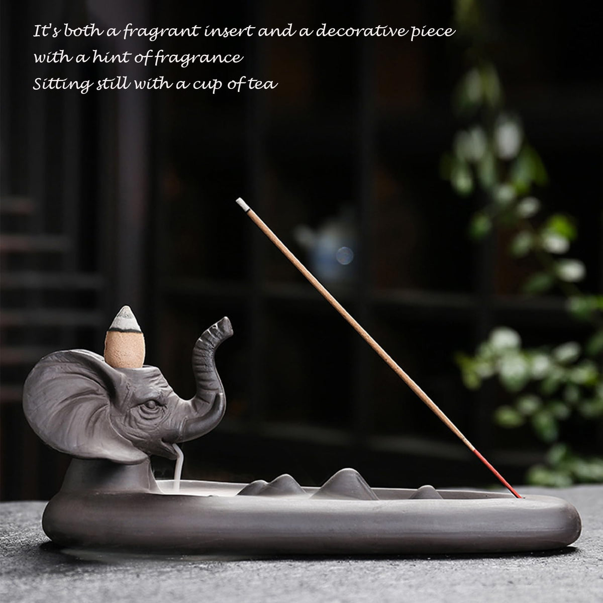 Elephant Incense Holder (Elephant(8'' L x 3.4'' H))