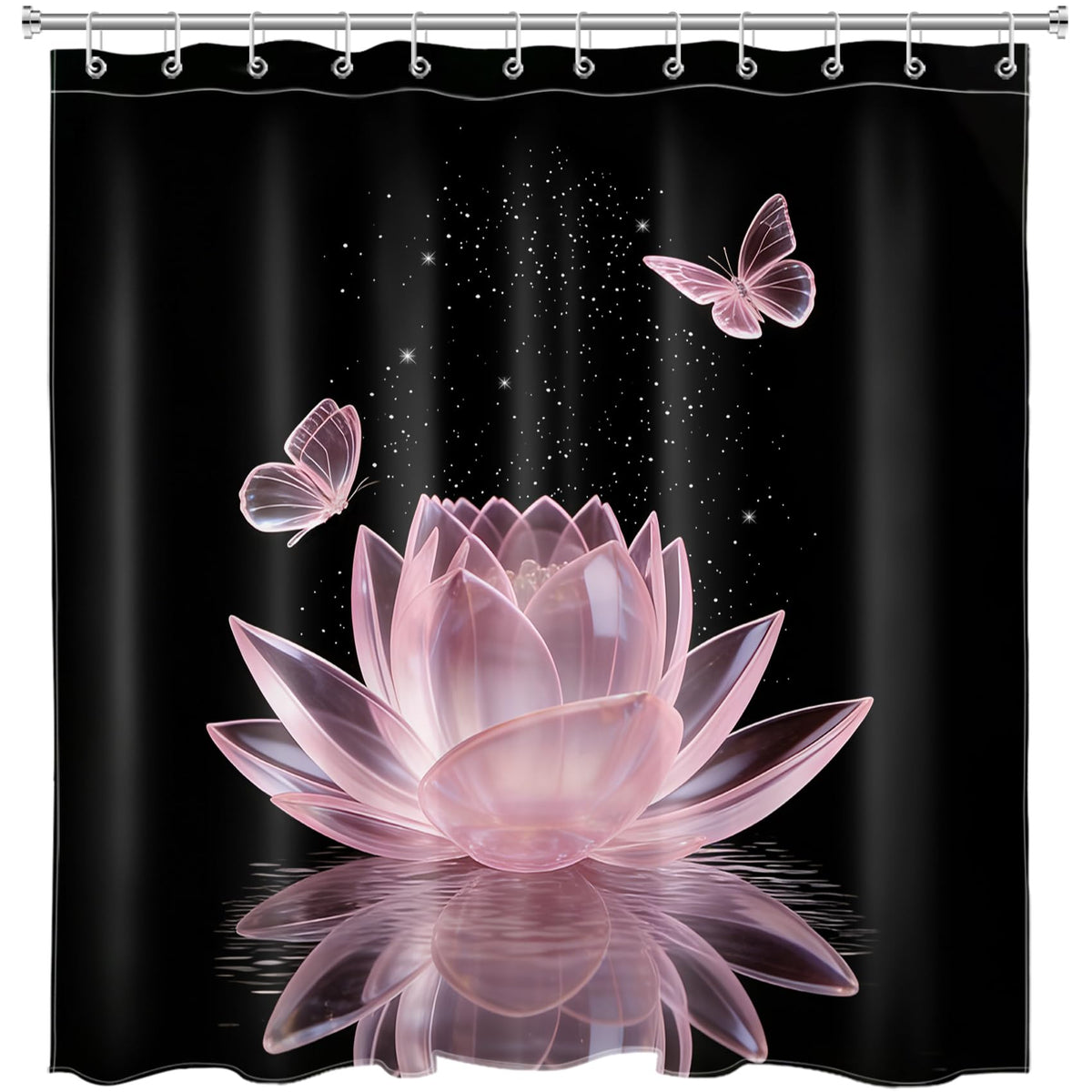 Pink Water Lily Shower Curtain for Bathroom (Pink / 70"W x 70"L (Pack of 2))