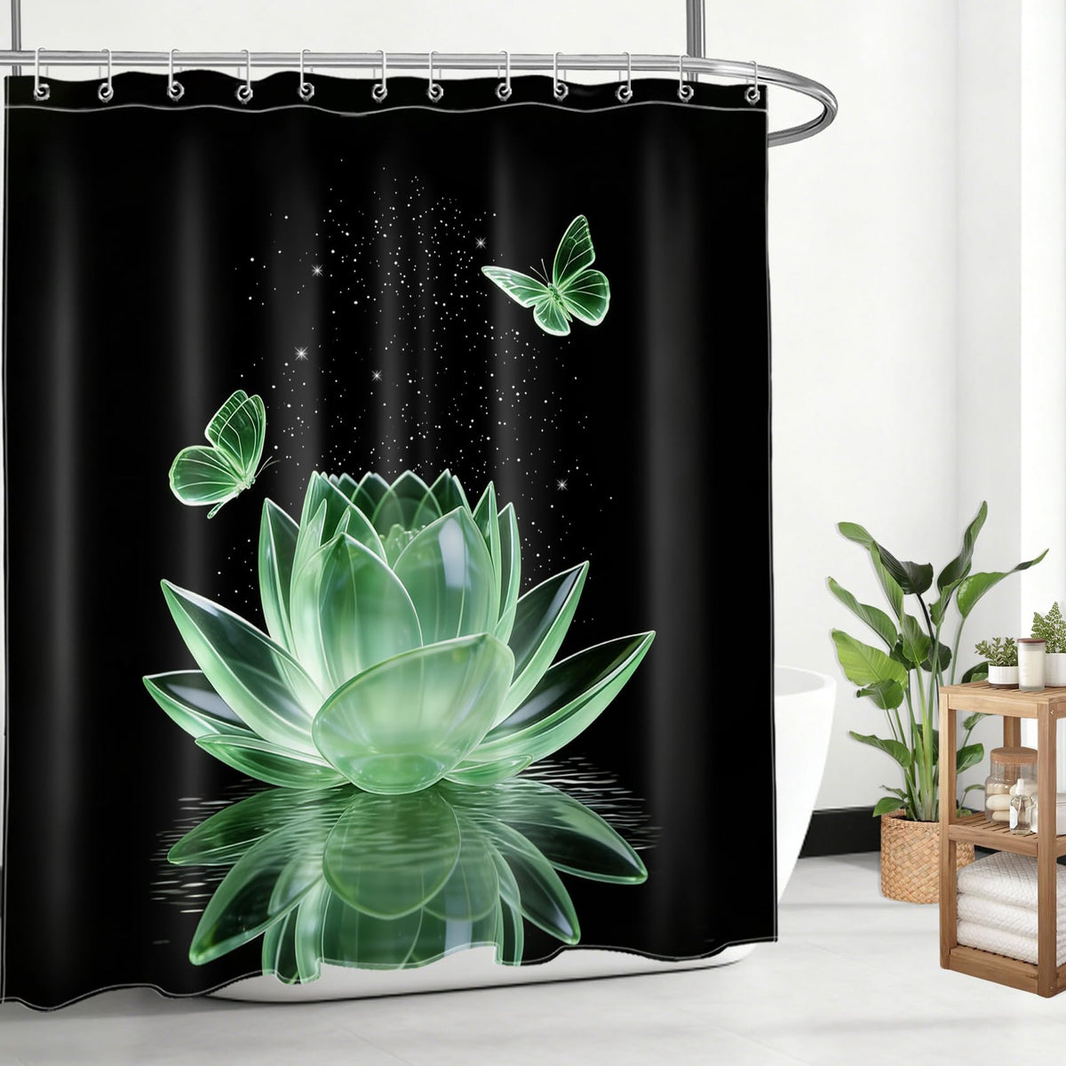 Green Water Lily Shower Curtain for Bathroom (Green / 72"W x 78"L (Pack of 1))