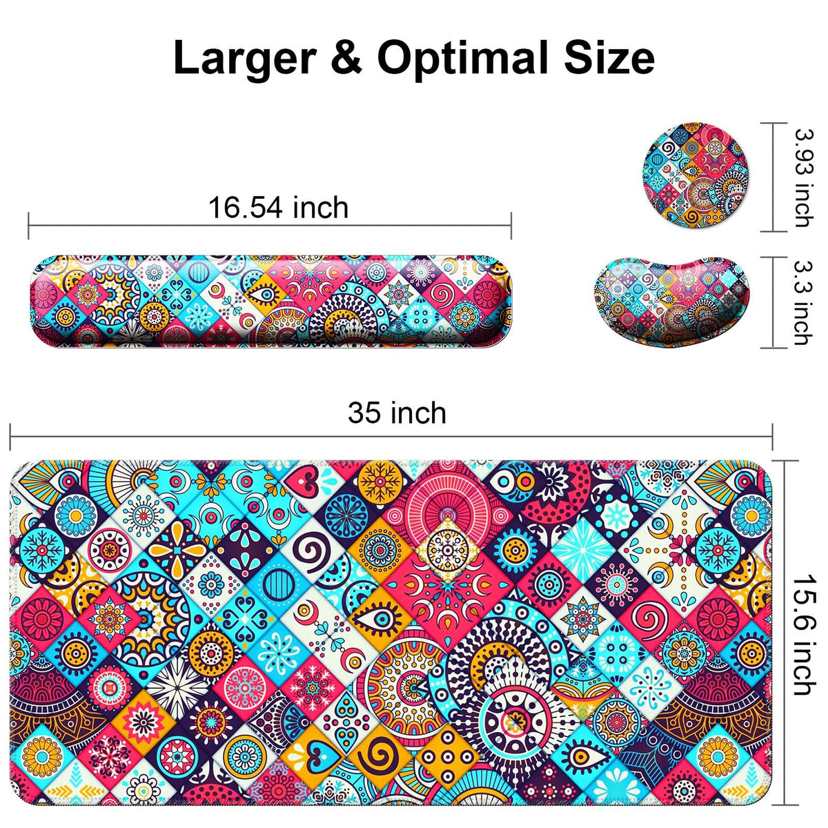 4 in 1 Mouse Pad and Keyboard Wrist Rest (K1-mandala)