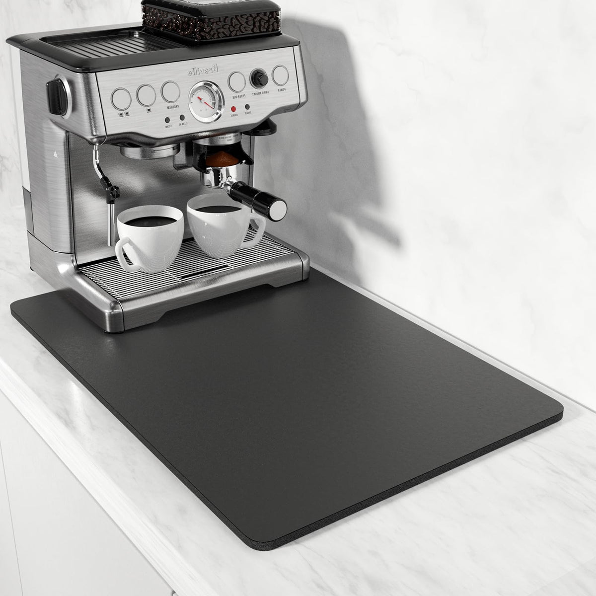 Coffee Mat 16" x 24" Coffee Bar Mats for Espresso Machine Station Accessories and Organizer (A-Jet Black / 16" x 24")