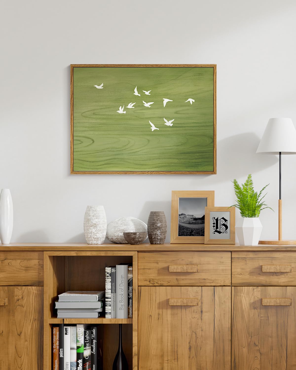 Peaceful Landscape 12x16 Zen Framed Canvas Wall Art (Green romance / 16"L x 12"W)