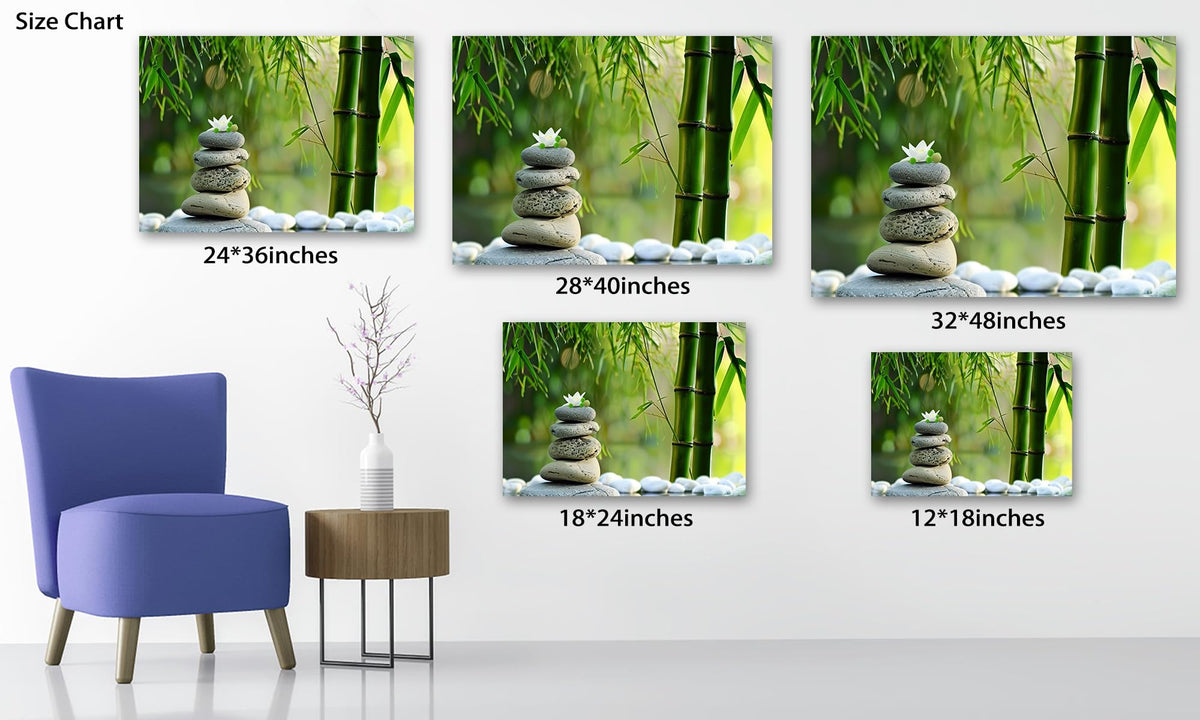 Zen Wall Art Zen Stone Canvas Art Prints for Meditation Office Decor (Zen Stones Canvas Frame-12 / 48"L x 32"W)