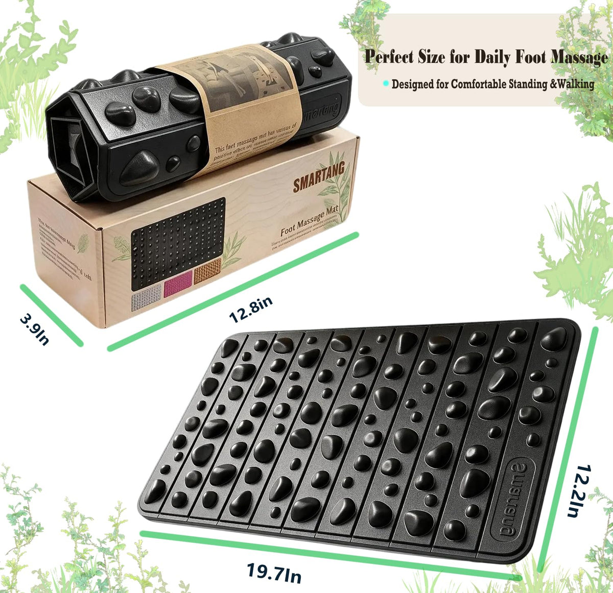 Smartrang High Elasticity Acupressure Mat (19.7in*12.2in / Black)