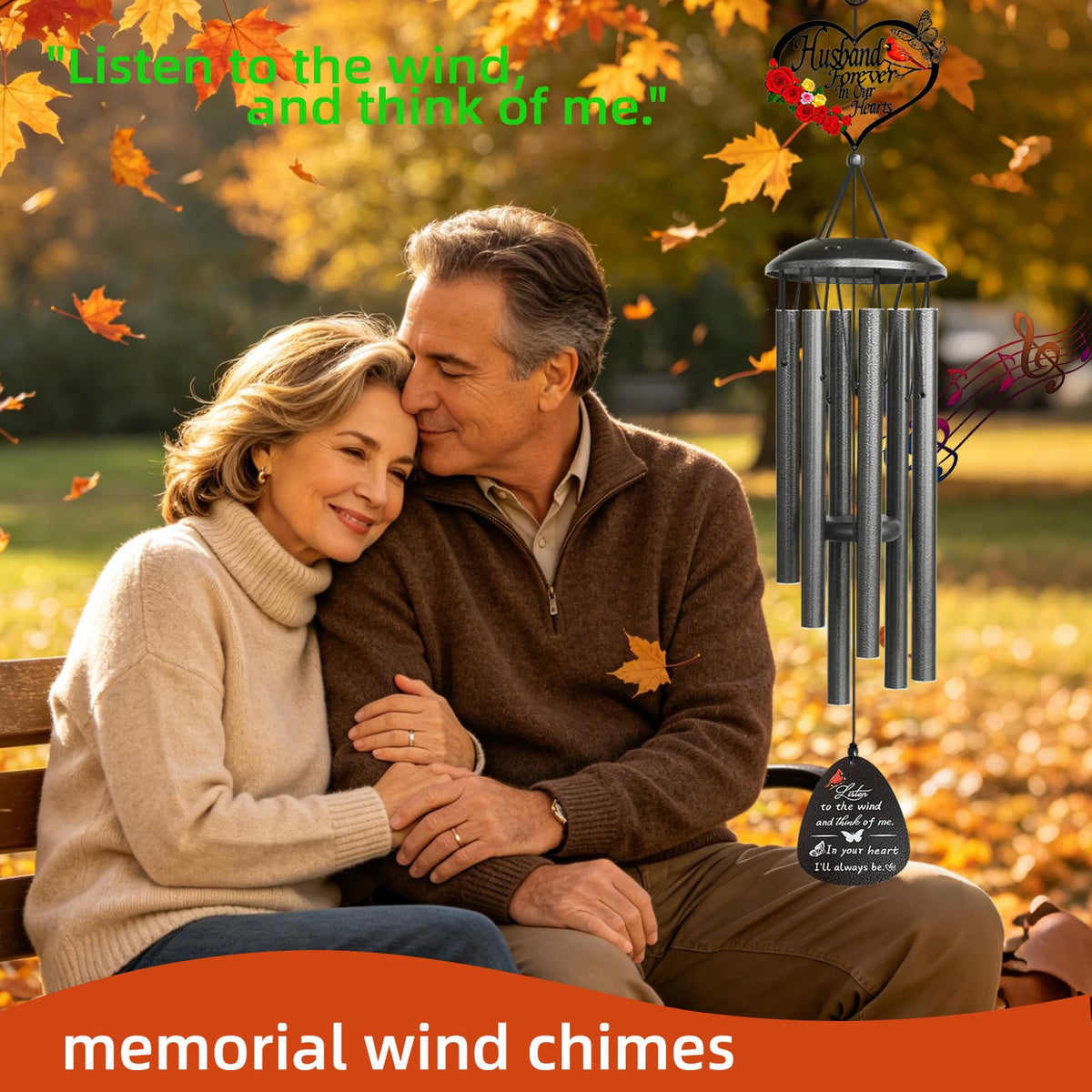 40" Memorial Wind Chimes for Loss of Husband Sympathy Gift