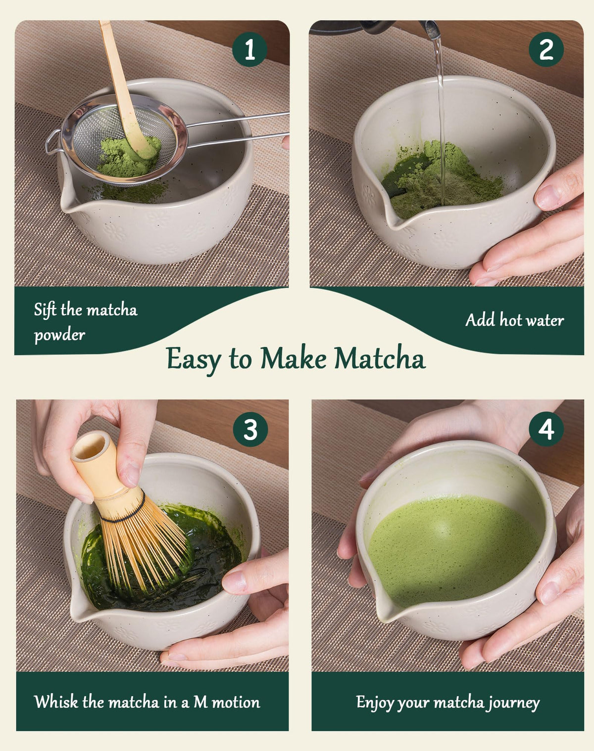 Matcha Whisk Set 6Pcs (White)