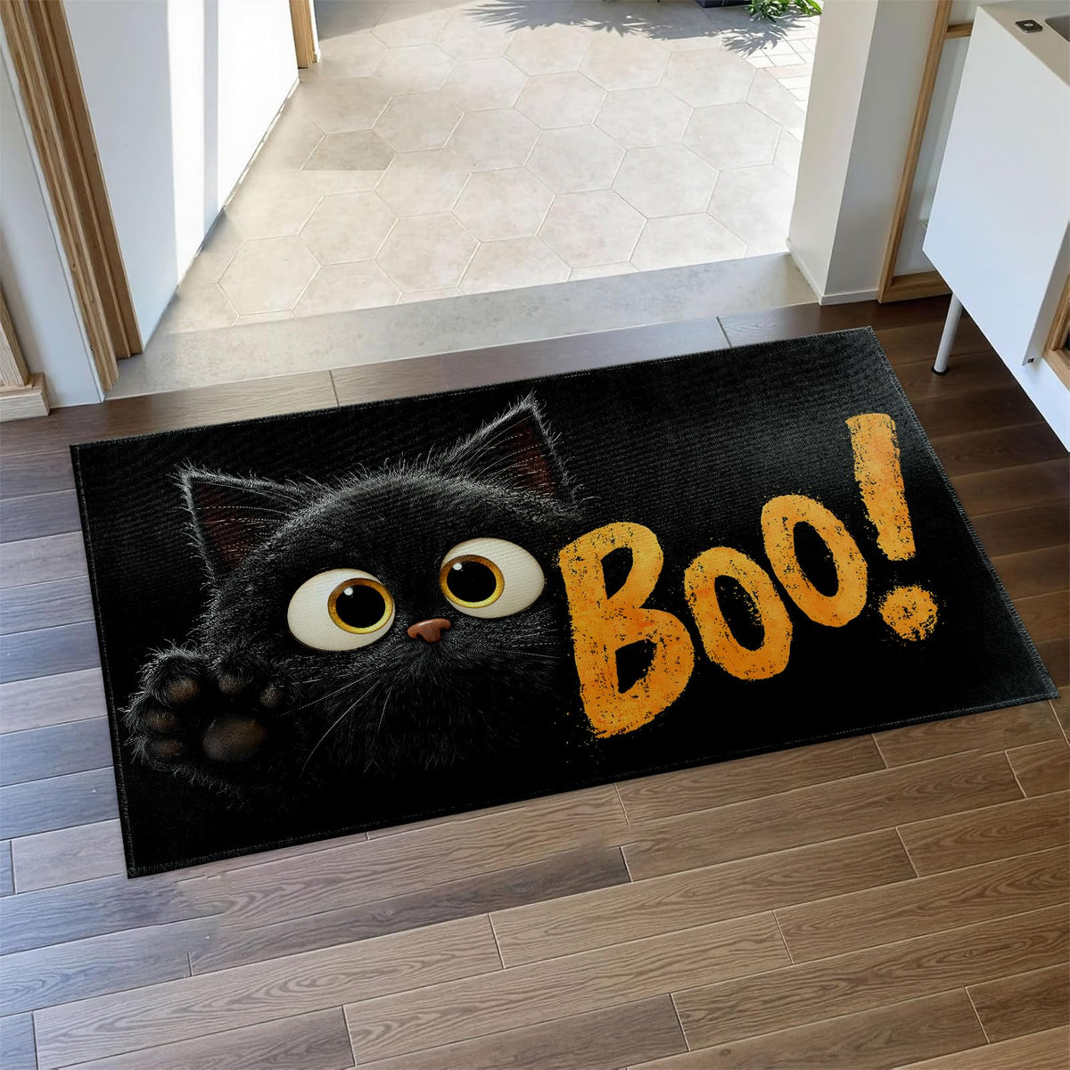 Cute Cat Door Mat Indoor 17x29.5 Inch Non Woven Entryway Area Rug (Cat 02)