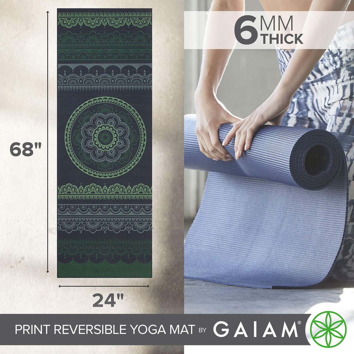 Reversible Yoga Mat (Boho Folk)