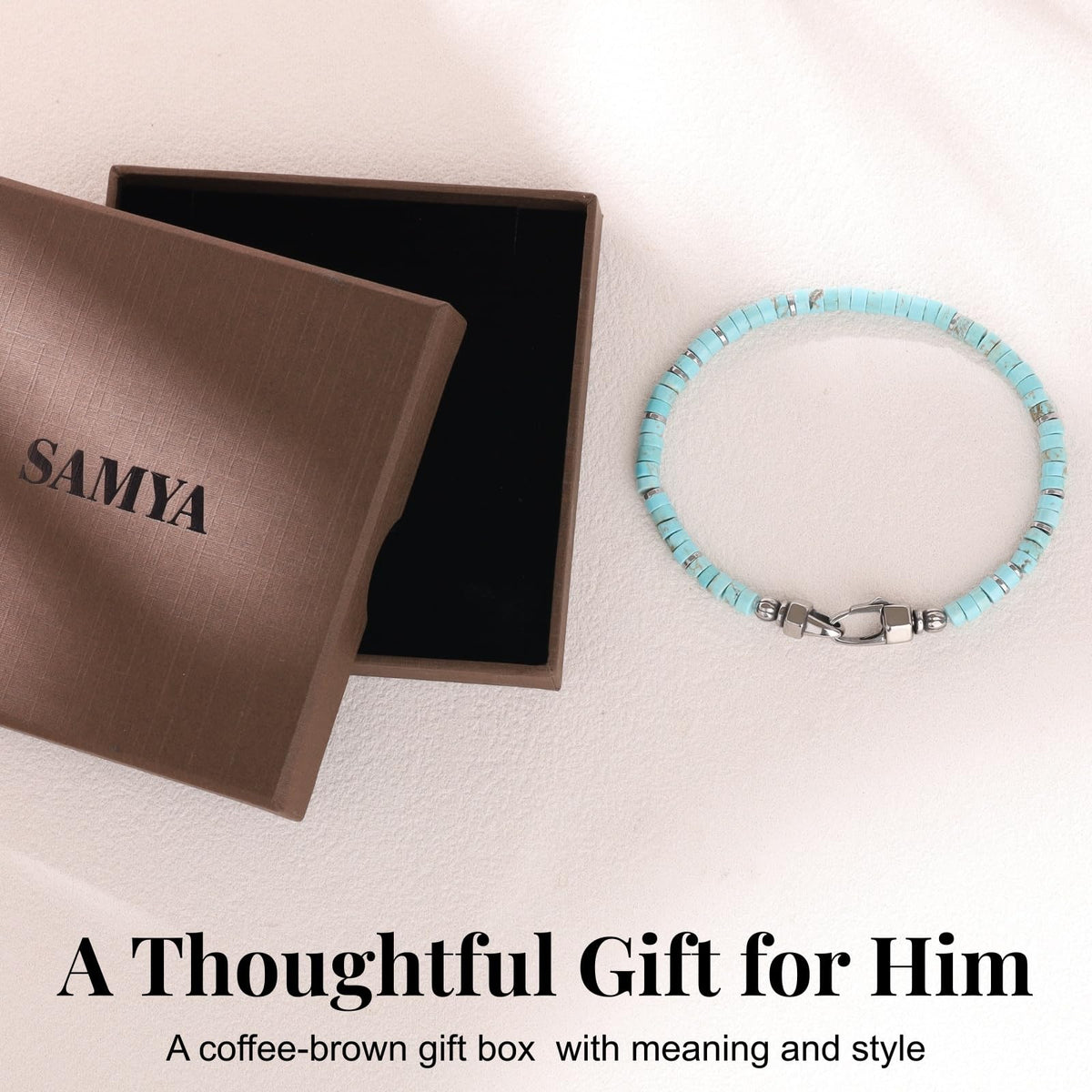Men's Beaded Bracelet (Turquoise / 7.5")