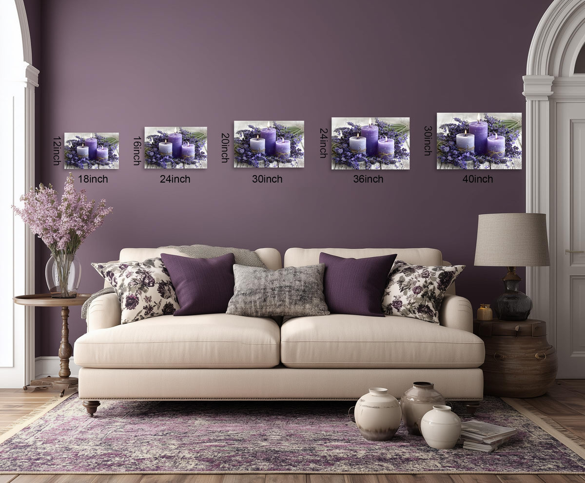 1 Panel Purple Wall Art Purple Wall Decor Lavender with Candle Canvas Picture for Bathroom Modern Flowers Pictures for Bedroom Kitchen Office Home Decor Ready to Hang 12x18 inches (18"L x 12"W / Purple Flower 15)