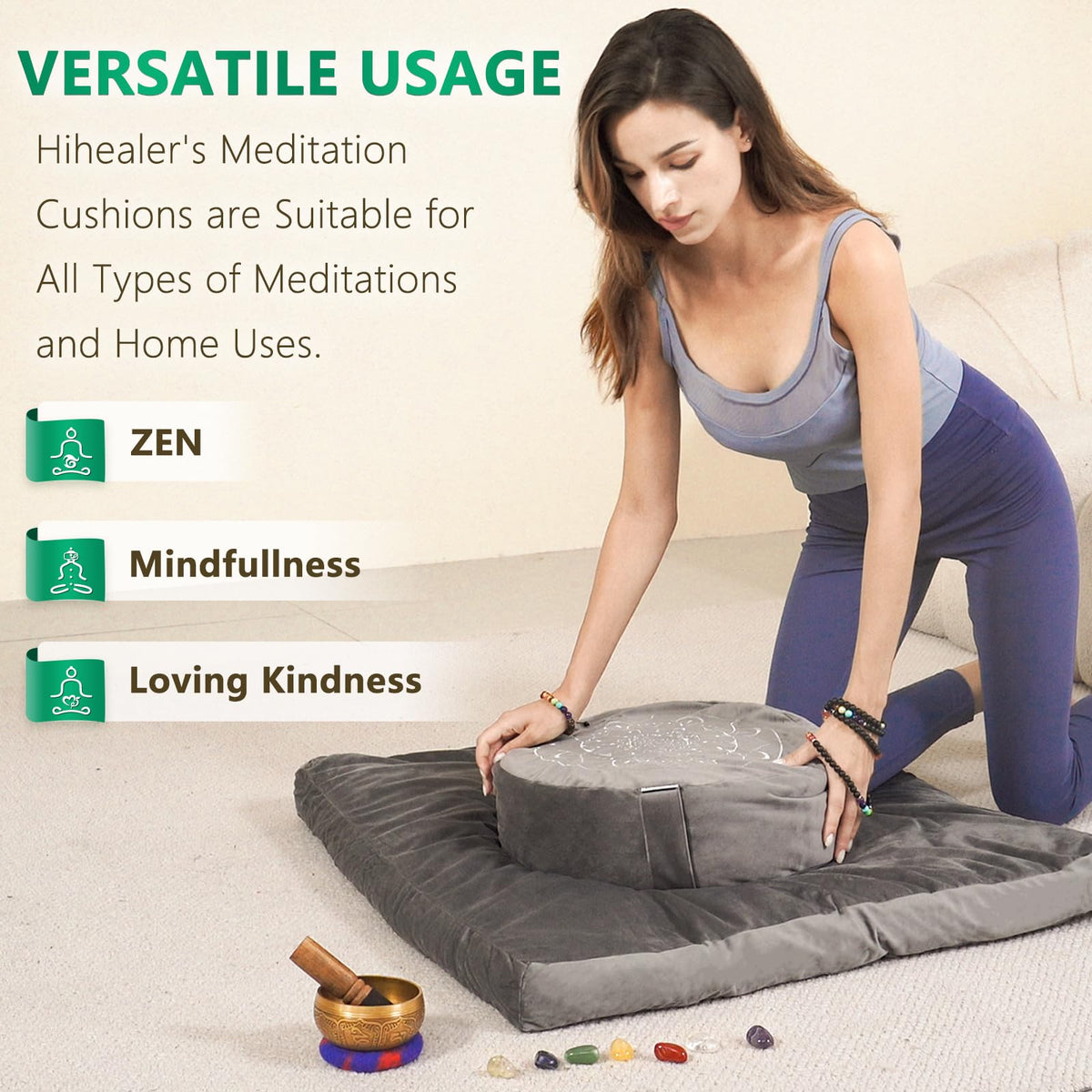 Meditation Cushion (Calmly Grey & White)