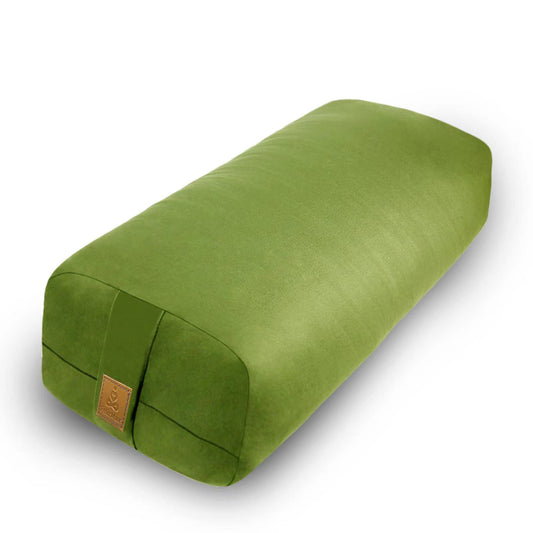 Yoga Bolster Pillow 26x10.5x5.5in Rectangular Meditation Cushion for Massage and Back Support (Green)