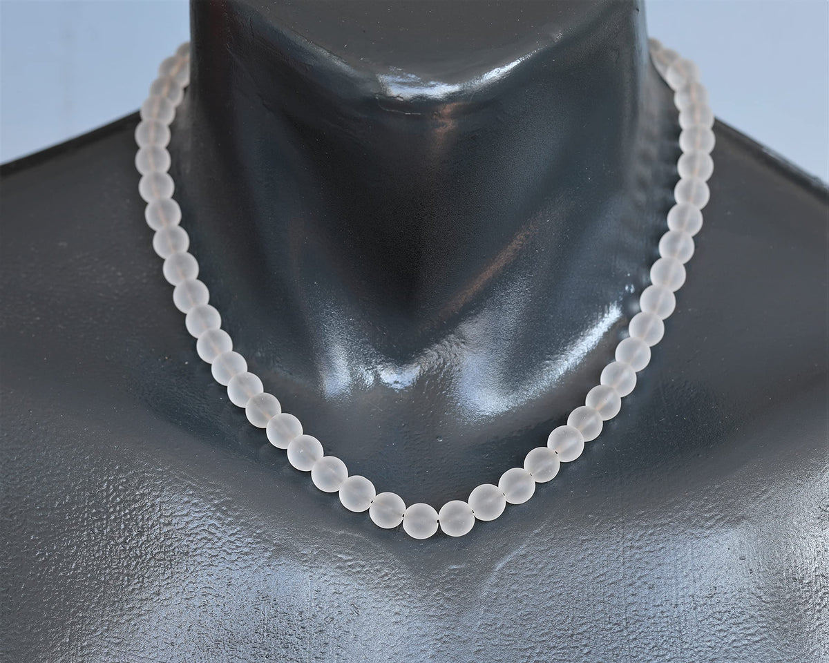Natural Matte Quartz Beaded Choker Necklace (Matte Quartz / 28 Inches)