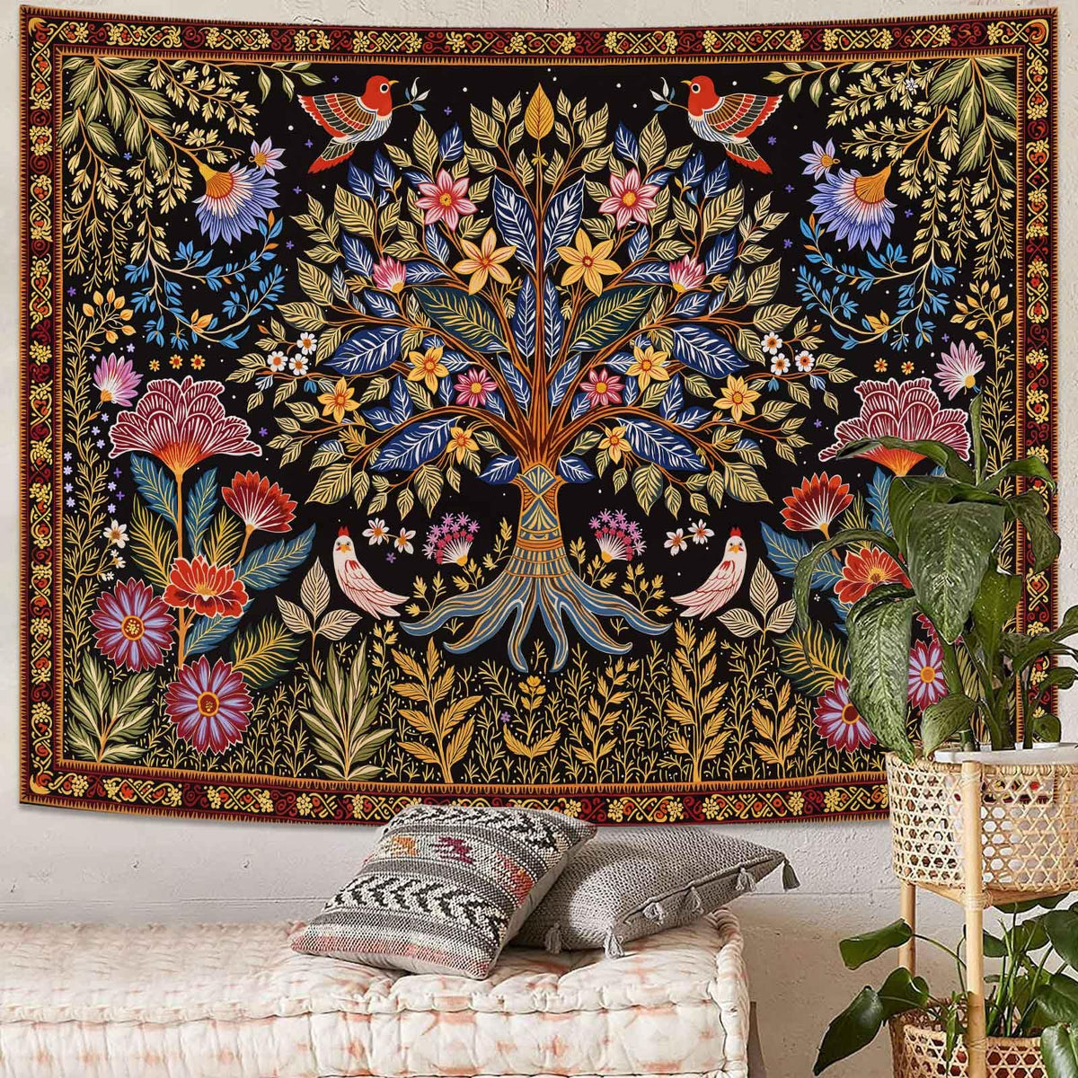 Tree of Life Wall Tapestry (60"L x 44"W / Black Red)