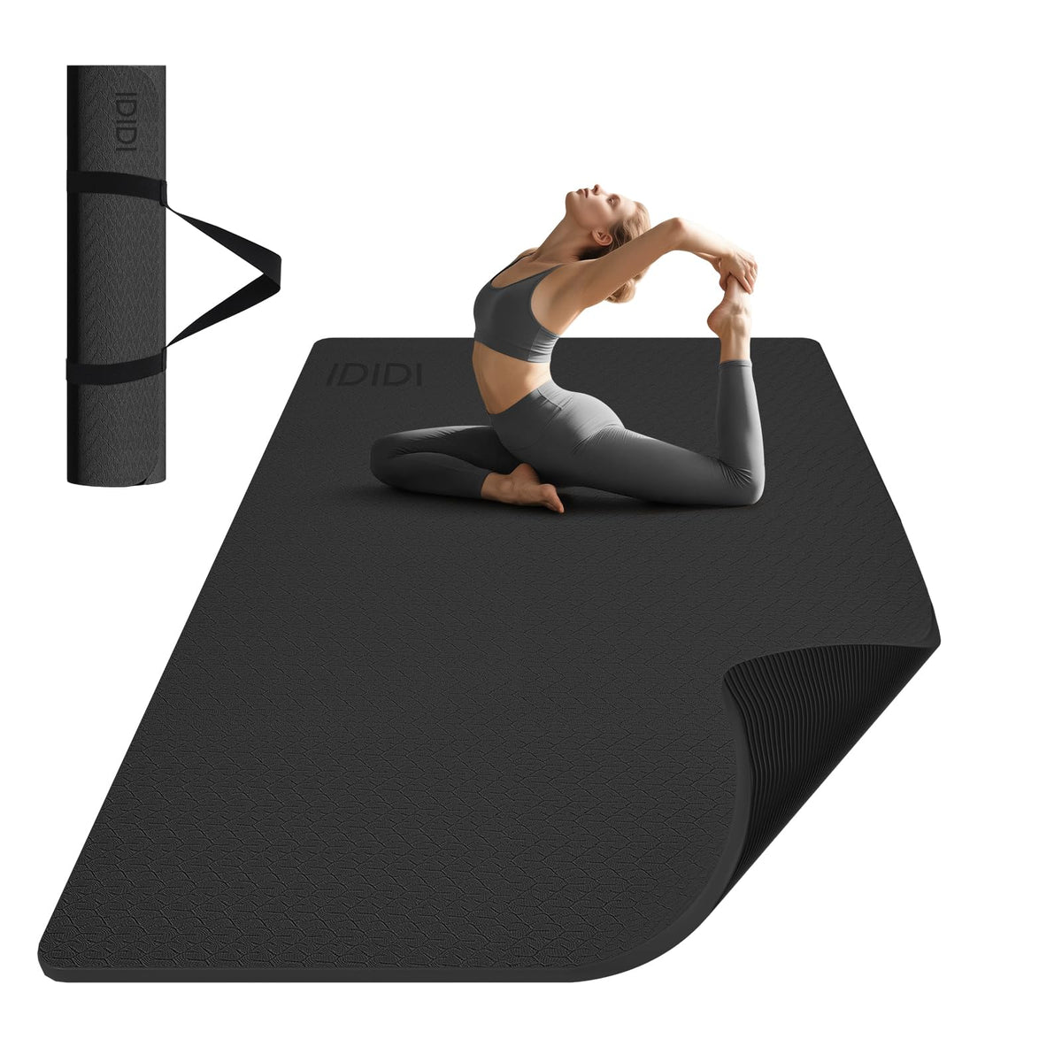 Large Yoga Mat (Black / 10mm)