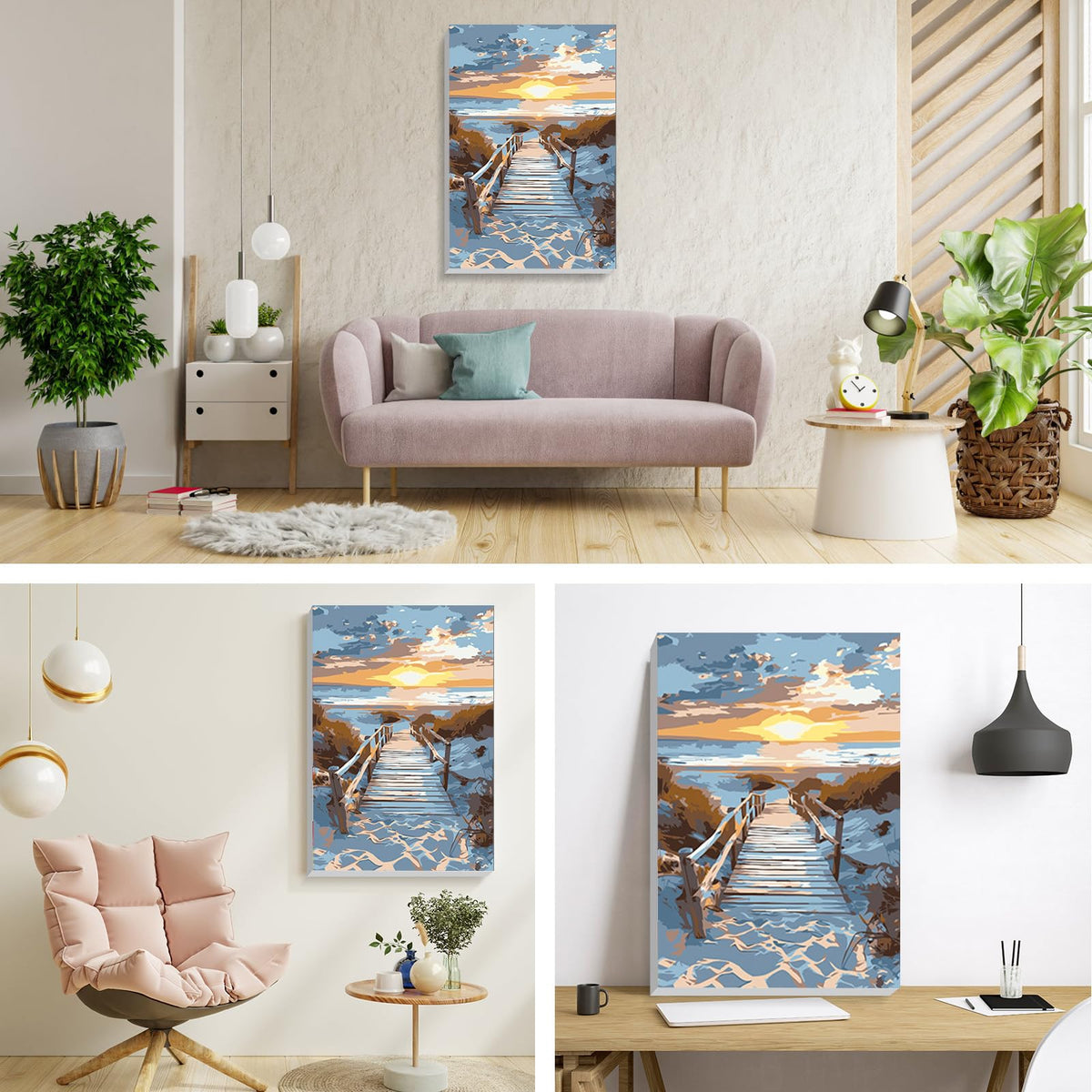 Beach Paint by Numbers Kit with Frame for Adults