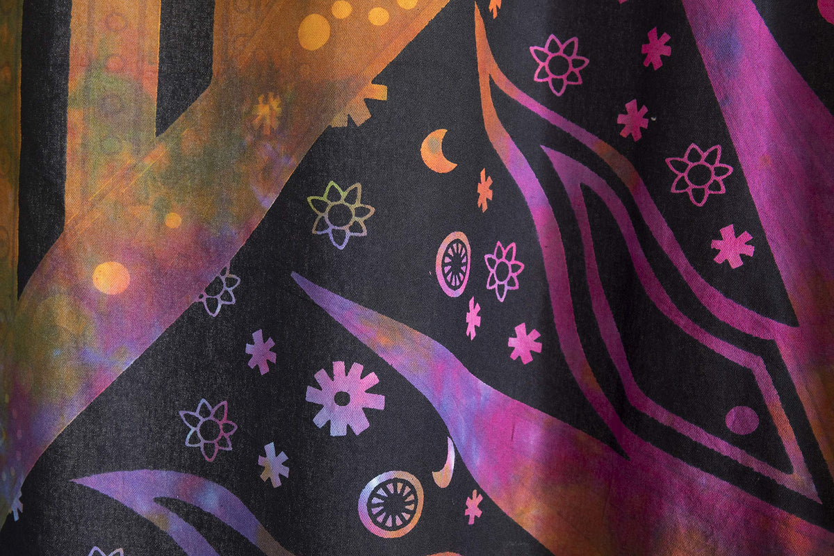 Indian Burning Sun Hippie Mandala Window Curtains (38"W x 83"L (Pack of 2) / Purple Tie Dye)