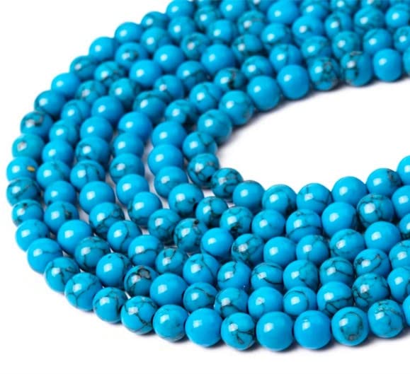 108 Pcs Blue Turquoise Beads for Jewelry Making 8 MM Blue Turquoise Loose Gemstones Stone Beads (Blue Turquoise / 8MM, 108pcs)