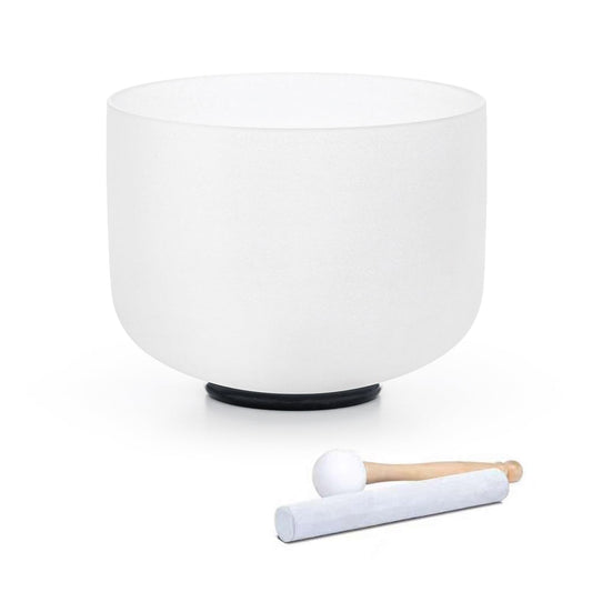 528HZ 8 Inch C Note Crystal Singing Bowl Sound Healing Meditation (8"C 528hz White)