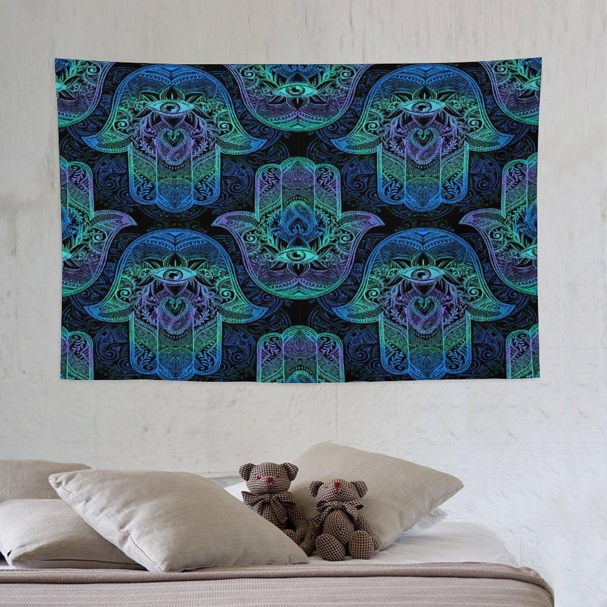 Boho Hamsa Tapestry Wall Hanging Fatima Hand Bohemian Retro Mandala Tapestries Home Decor for Living Room Bedroom Apartment Farmhouse Dorm 40"x60" (40"L x 60"W / Mandala-4)