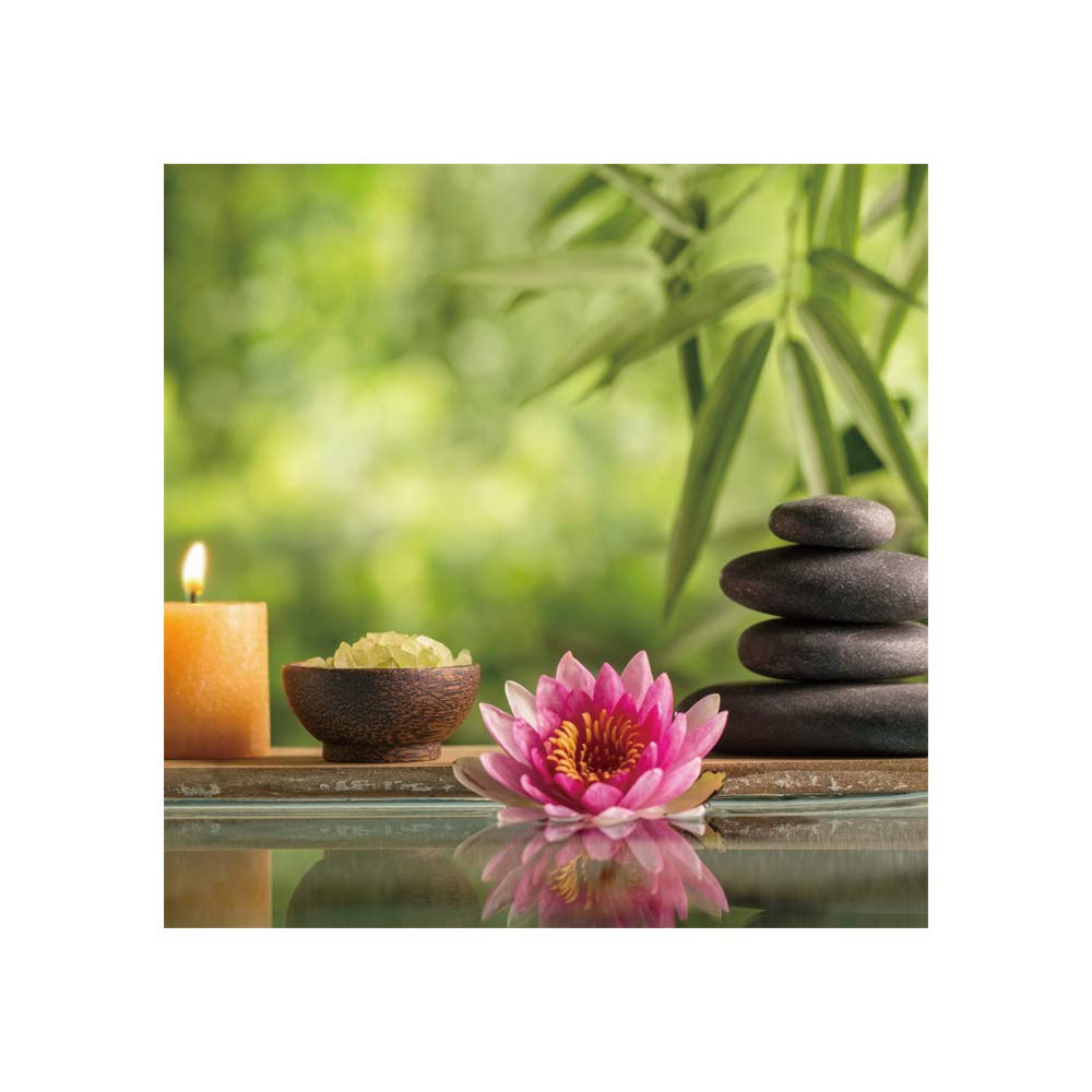 Spa Shower Curtain Pink Lotus Candle Black Stones Calm Relaxing Bath Curtain Waterproof Polyester Fabric Bathroom Decor Set with Hooks 65x72inch (65"W x 72"L (Pack of 1) / Green 01)