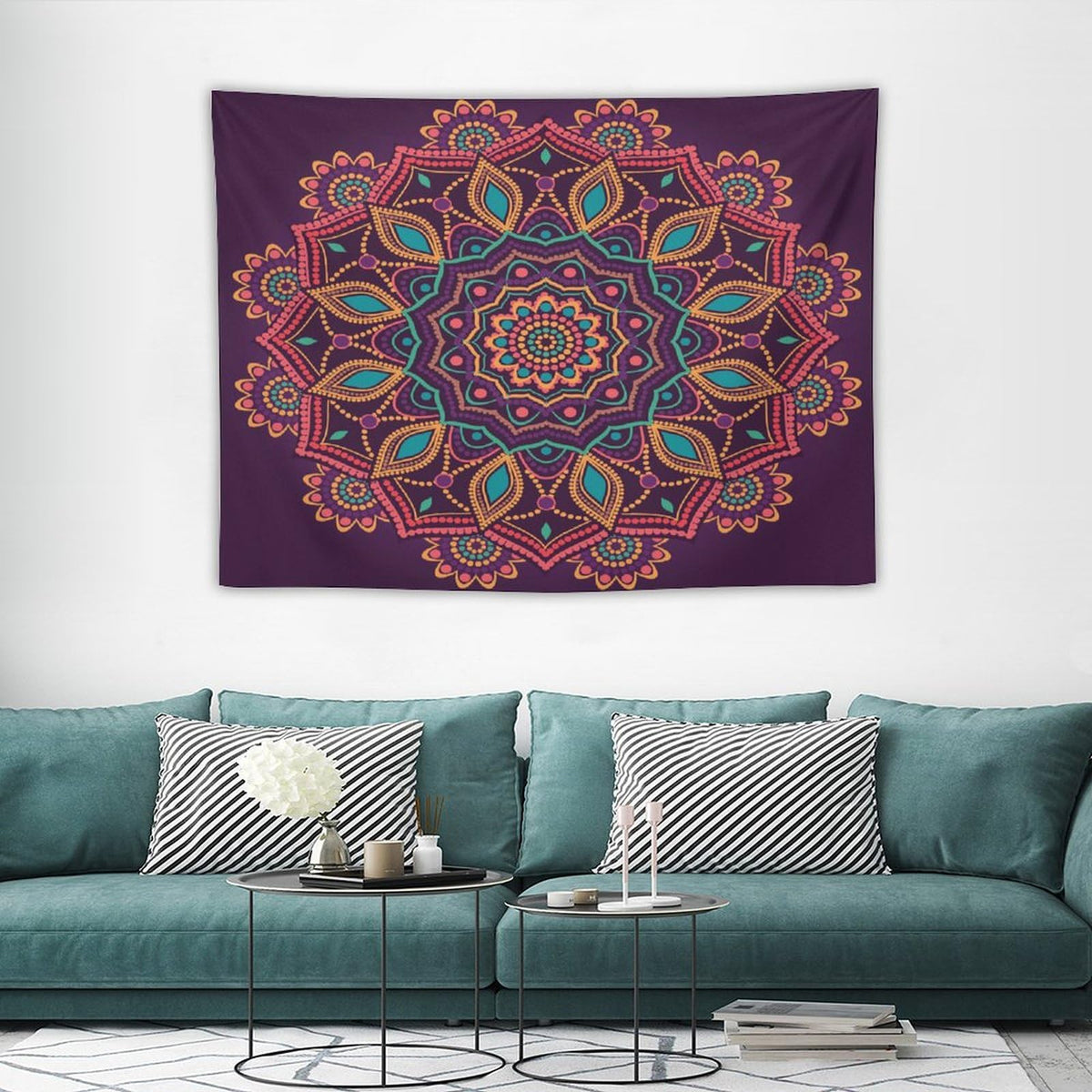 Mandala Tapestry Wall Hanging Indian Hippie Bohemian Art Floral Texture Pattern Tapestries Home Decor for Living Room Bedroom Kitchen Dorm 30"x40" (30"L x 40"W / Mandala-7)
