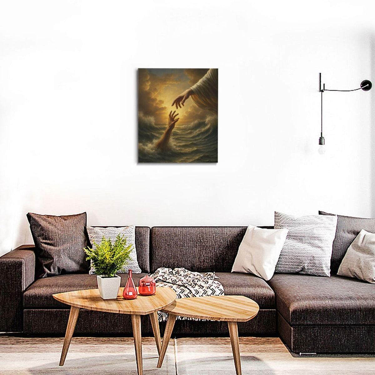 Jesus Wall Art Christian The Hand of God Wall Decor Religious Bible Canvas Paintings Pictures Christ Prints Artwork Framed Decorations For Church Prayer Room Bedroom Living Room Gifts 20" x 24" (Jesus / 24"L x 20"W)