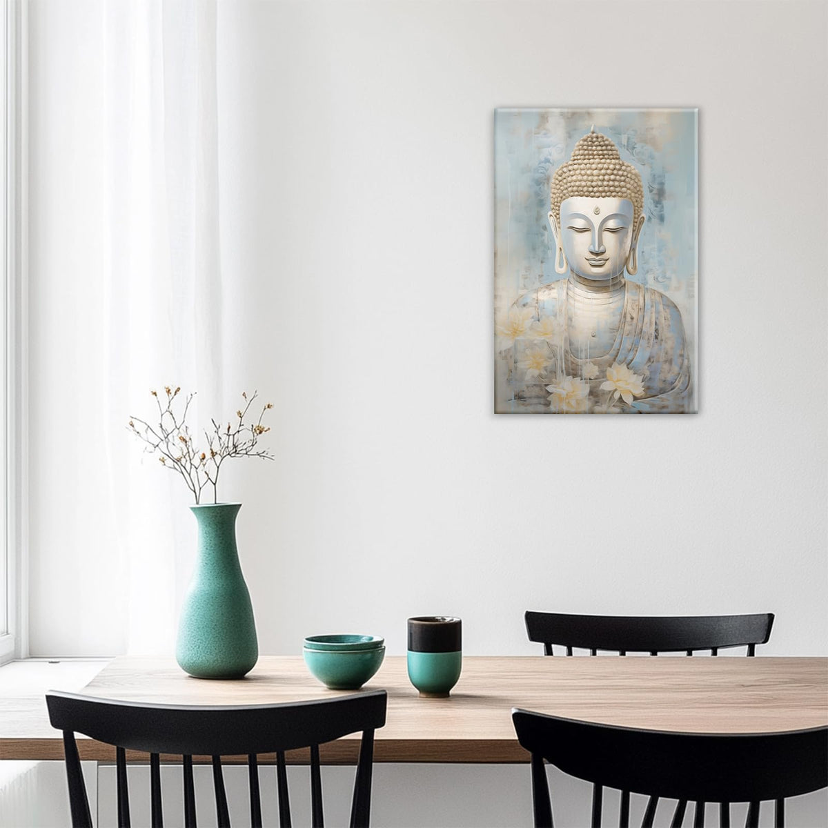 Buddha Wall Art Gold Buddha Statue With Lotus Picture Print On Canvas Watercolor Zen Posters Wall Decor Religious Framed Artwork Home Decoration (Buddha-2 / 30L" x 20W")