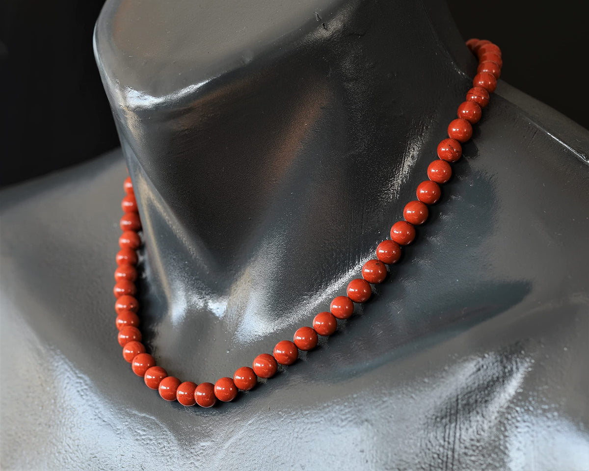 Natural Red Jasper Beaded Choker Necklace (Red Jasper / 32 Inches)