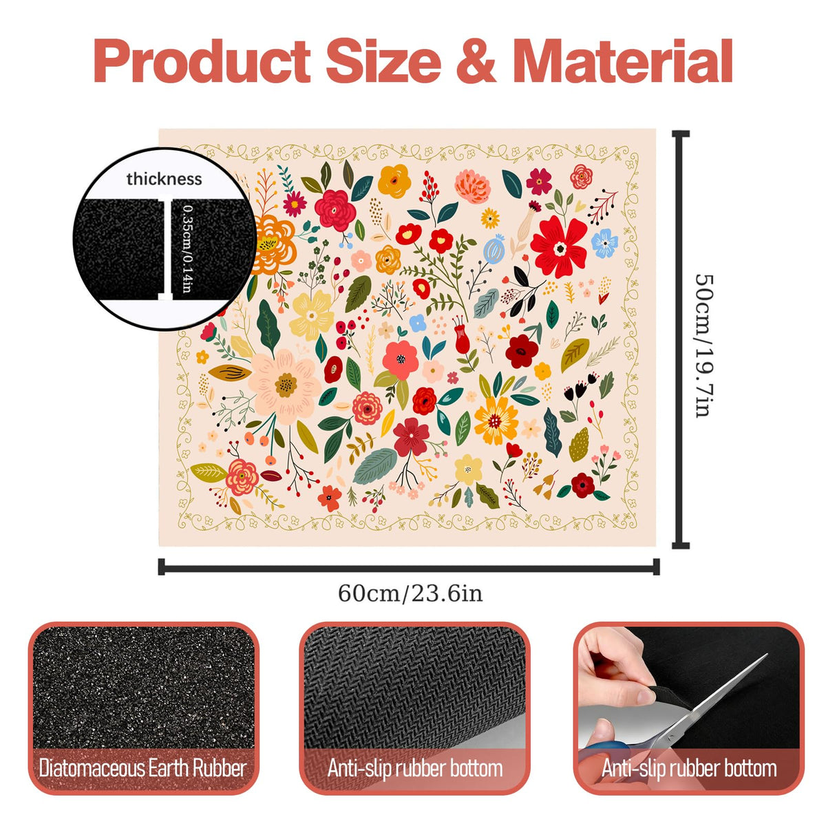 Dryer Top Protector Mat (boho flower)