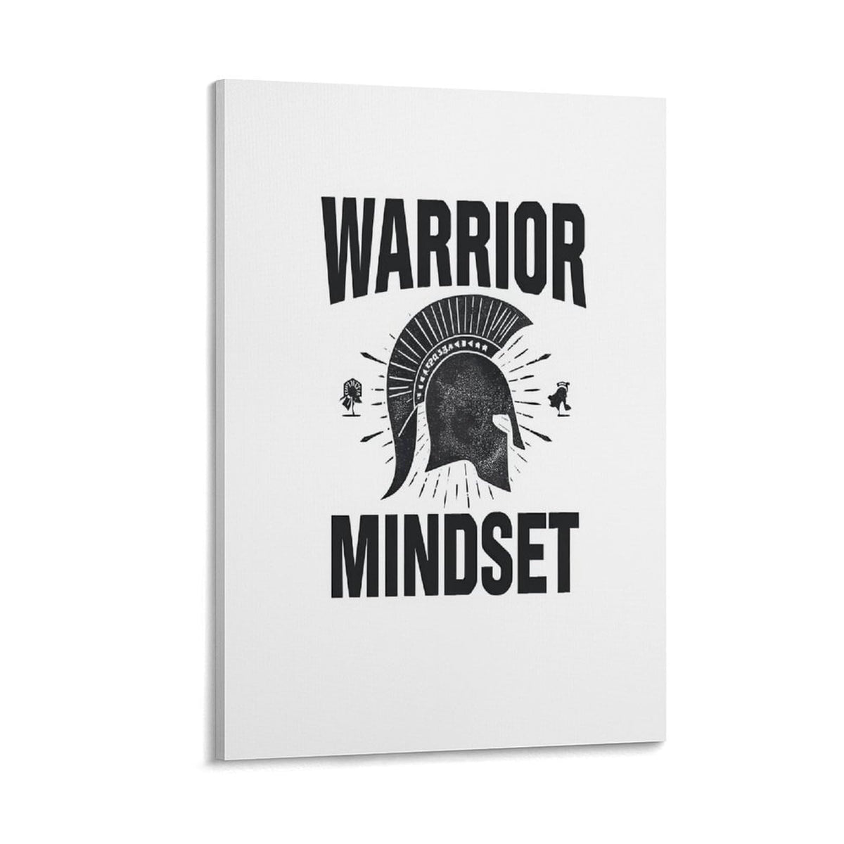 Warrior Mindset Spartan Helmet Canvas Printing Wall Art Prints Wall Decor Posters Minimalist Nordic Fitness Gym Bedroom Living Room Office Motivational Philosophy Decor 08x12inch (style-3 / 08x12inch(20x30cm) Frame)