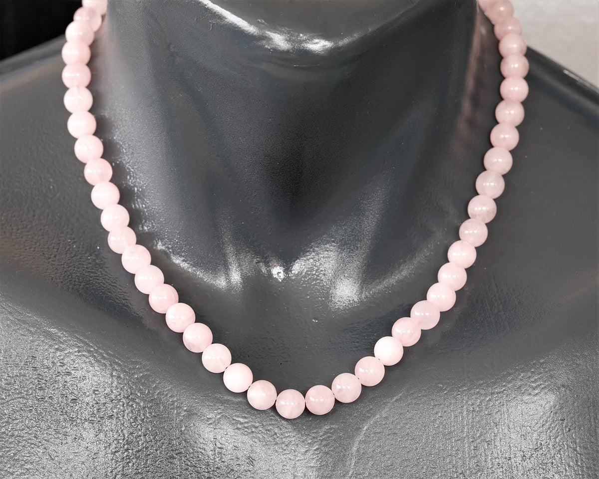 Natural Rose Quartz Beaded Choker Necklace (Rose Quartz / 40 Inches)