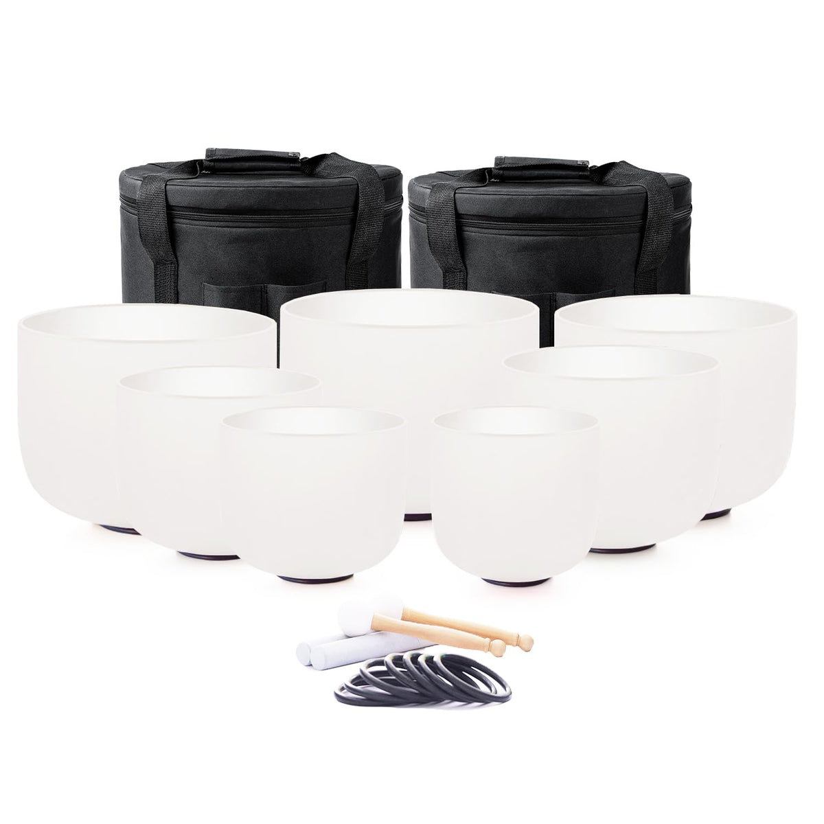 Crystal Singing Bowl Set 432hz 7 (7-12"432hz white black bag)