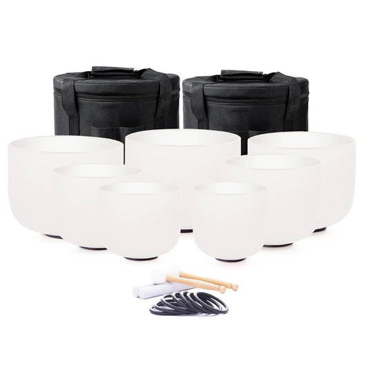 Crystal Singing Bowl Set 432hz 7 (7-12"432hz white black bag)