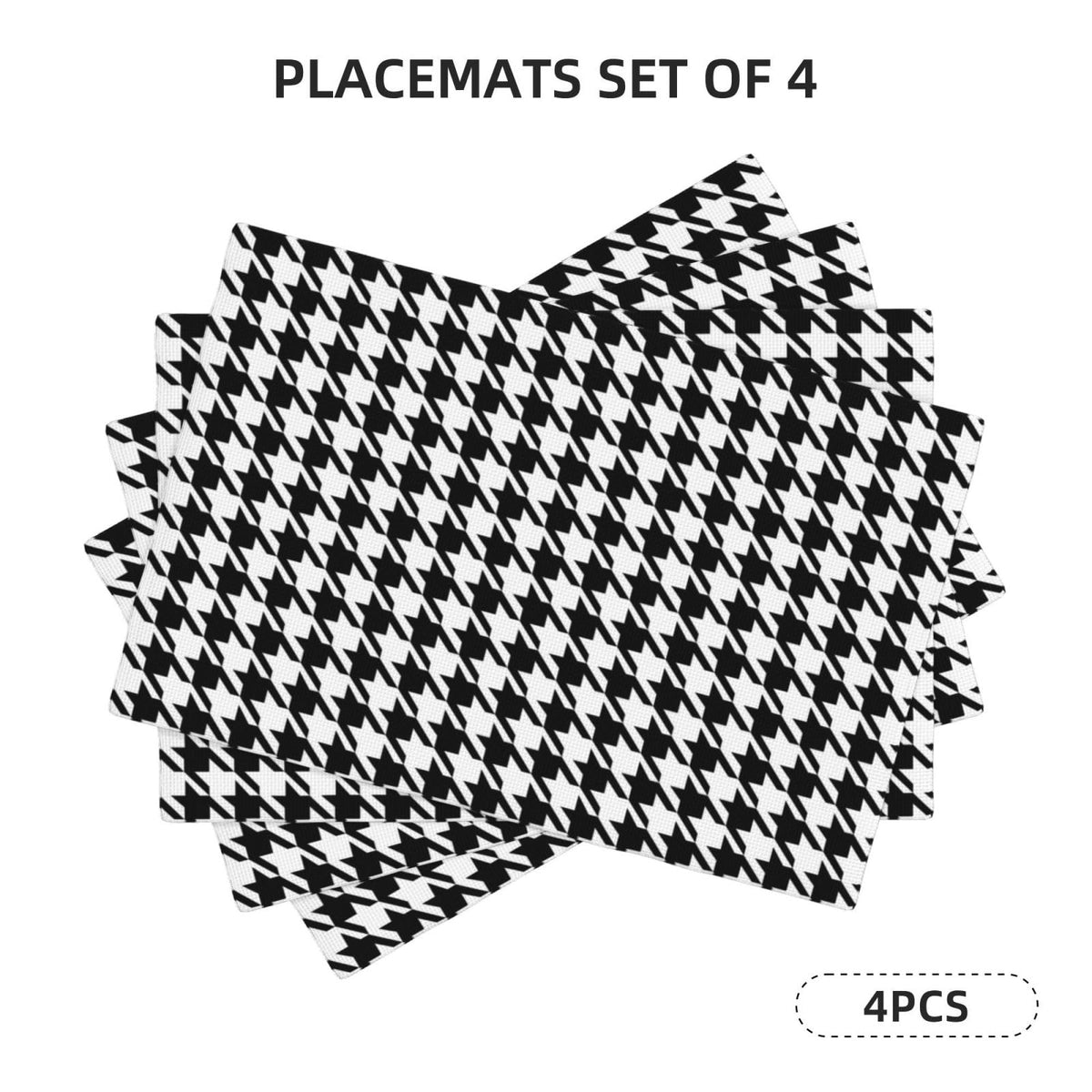 Placemats Houndstooth Place Mat Set of 4 Pieces Heat (4PCS / Houndstooth)